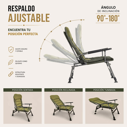 Large folding reclining chair for Camping, Fishing, Garden & Outdoor CUZO FK6 Premium Touch